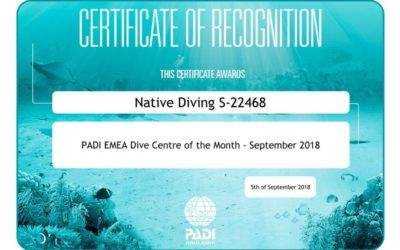 Tauchzentrum Award PADI September 2018